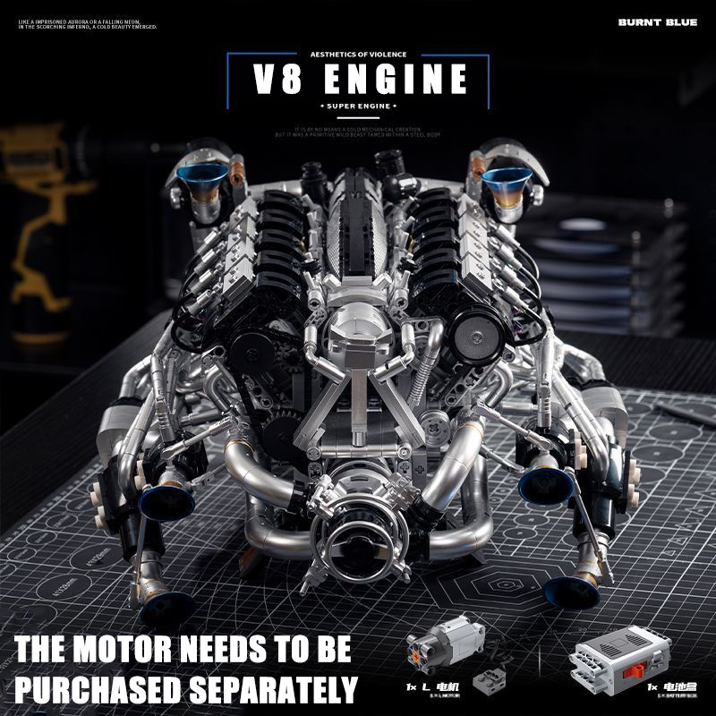 Model Kit V8 Engine - ชุดตัวต่อเครื่องยนต์ MOC Supercar V8 - 2773