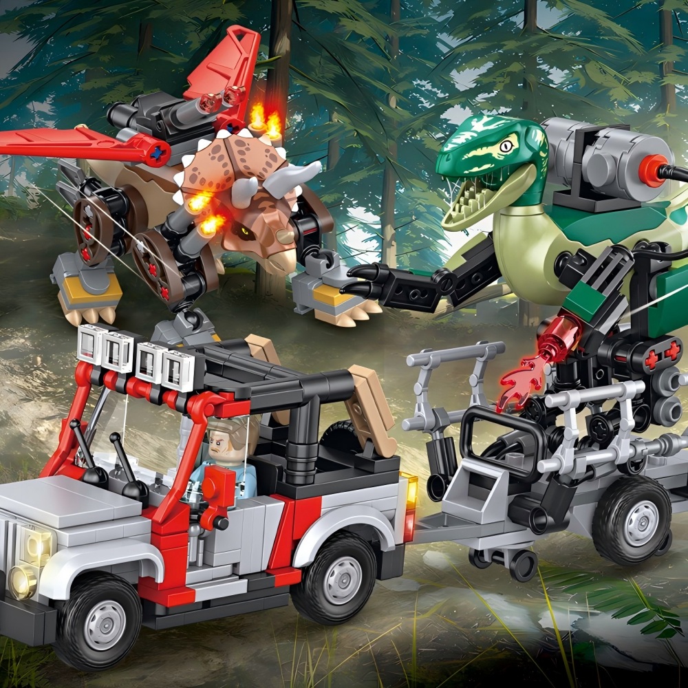 Model Kit Jurassic Park - 490 ชิ้น MOC จูราสสิคไดโนเสาร์เวิลด์บล็อกตัวต่อสวนสัตว์ชุดอิฐ DIY ของเล่นเพื่อการศึกษาของขวัญสำหรับเด็กชายหญิง