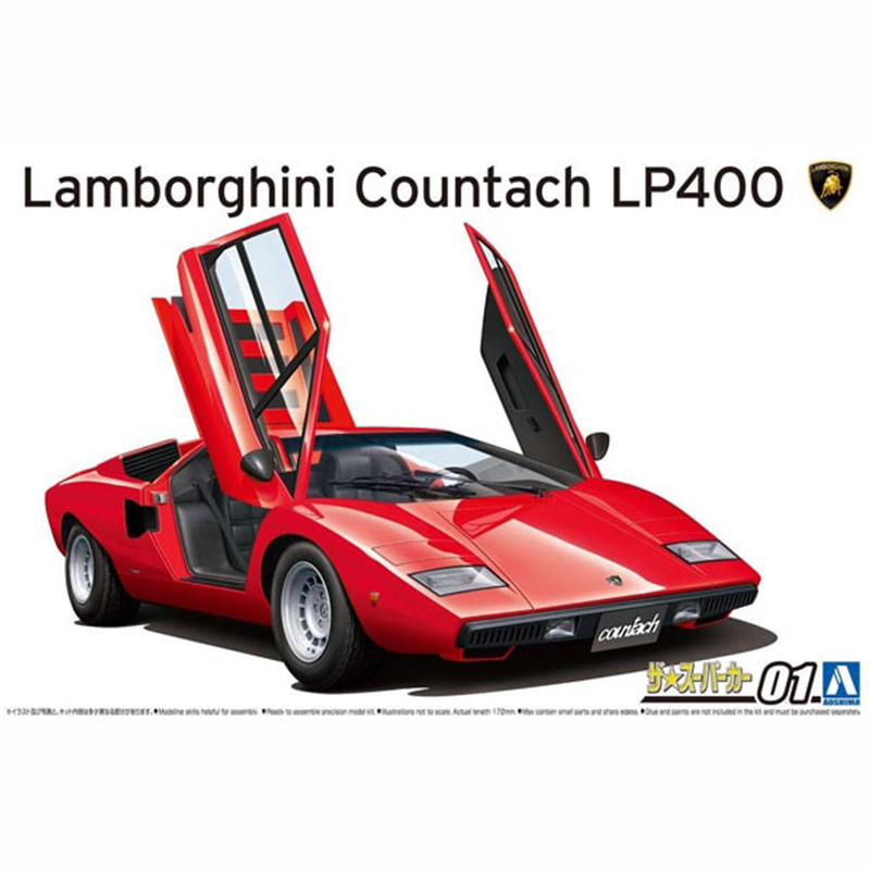 Model Kit Lamborghini - แบบคงที่ประกอบรถรุ่น Aoshima-05804 1/24 Scale Lamborghini Countach